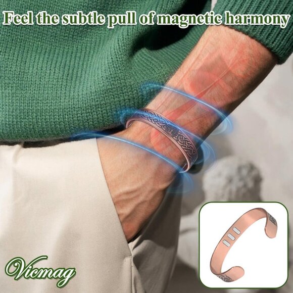 Lightweight Tree of Life Copper Bracelet for Men - 5000 Gauss Magnetic Power - Picture 8 of 9